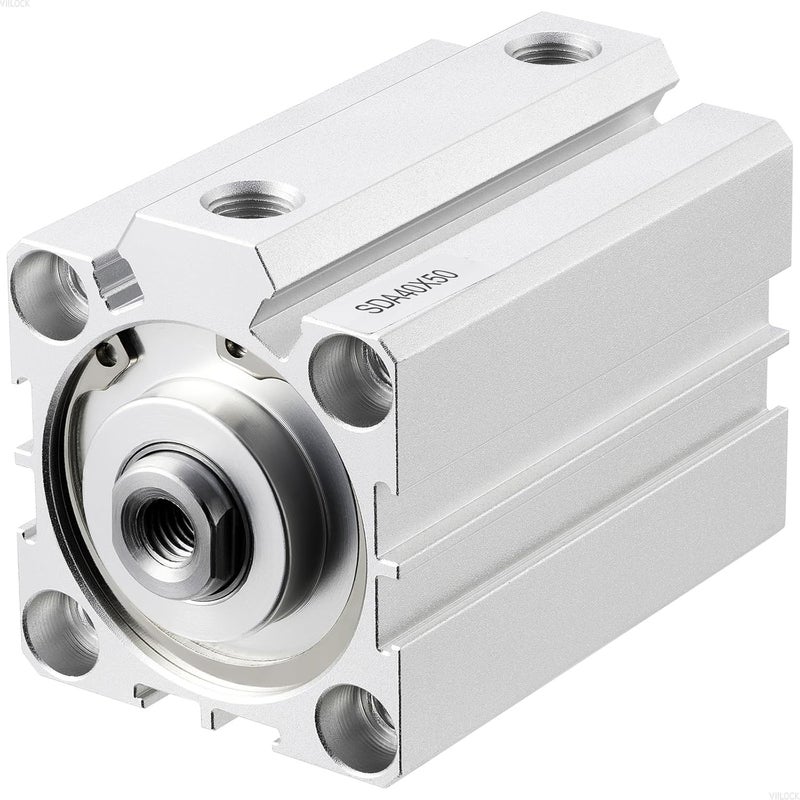 VIILOCK Pneumatic Air Cylinder 40mm Bore 50mm Stroke, Thin Air Cylinder Double Action Hydraulic Cylinders SDA 40 X 50 - Image 1